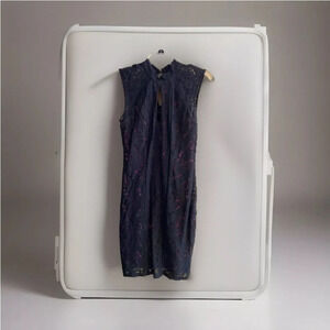 Sexy Little Black Pink Bodycon Dress Lace Overlay By Venus Sz Small 🔥